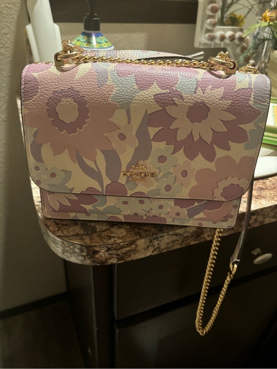 Coach Handbags - COACH Floral Leather Crossbody Bag in Pastel Lavender and Cream